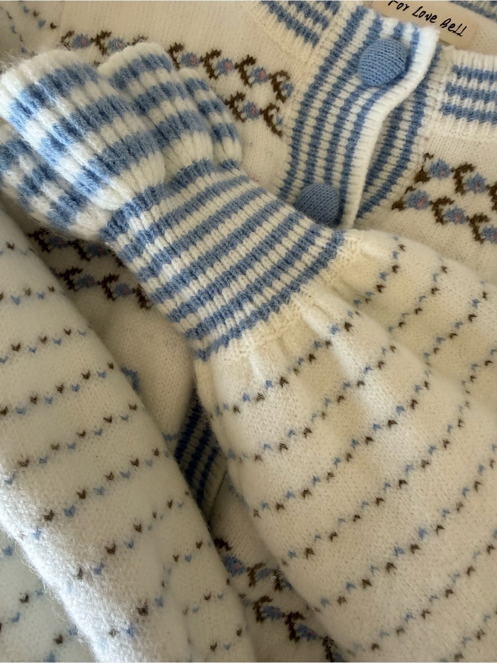 For Love Ball White & Light Blue Floral Knit Cardigan - Picture 6 of 6